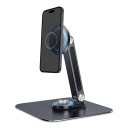 Supporto magnetico per monitor portatile Base girevole a 360° Altezza e inclinazione regolabili Lega di alluminio Nera Da scrivania per ufficio 4