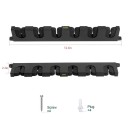 Supporto orizzontale per 6 canne da pesca, supporto da parete, circa 37,1 × 5,8 cm, organizer nero in plastica per canne da pesca per officina o garage 3
