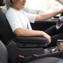 Supporto per auto per console centrale 1 pz Universale Cuscino morbido in peluche per bracciolo Con fasce elastiche Nero Sotto il gomito 6