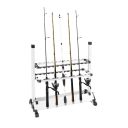 Supporto per canne da pesca 24 slot 71,5×31×70 cm lega di alluminio supporto bianco a più livelli per stoccaggio e pesca 2