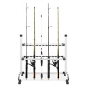 Supporto per canne da pesca 24 slot 71,5×31×70 cm lega di alluminio supporto bianco a più livelli per stoccaggio e pesca 3