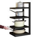 Supporto per pentole a 4 ripiani con altezza regolabile 26,5 × 22,5 × 52 cm in acciaio al carbonio nero per la cucina 4
