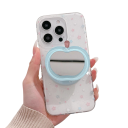 Supporto per telefono a forma di mela con specchio per iPhone 16 Supporto decorativo in plastica per cellulare con funzione specchio 3