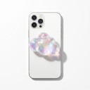 Supporto per telefono cellulare 4 x 5 x 6 cm a forma di nuvola 3D con fissaggio magnetico trasparente arcobaleno con glitter e supporto per le dita 3