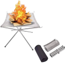 Supporto pieghevole in acciaio inox per focolare 42 x 42 x 34 cm Supporto per barbecue portatile Focolare da campeggio Accessori da giardino per il fuoco 2