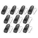 Supports pour bâches de protection avec mousquetons 10 pcs noir
