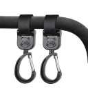 Súprava 2 ks otočné háčiky na kočík 15 cm Univerzálne držiaky na tašky 360 ° rotácie Uchytenie na suchý zips 1