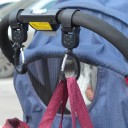 Súprava 2 ks otočné háčiky na kočík 15 cm Univerzálne držiaky na tašky 360 ° rotácie Uchytenie na suchý zips 4