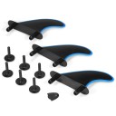 Surfové ploutve měkké se šrouby sada 3 ks 115 x 95 mm plastové černomodré náhradní ploutvičky univerzální na paddleboard SUP i surfboard 2