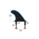 Surfové ploutve měkké se šrouby sada 3 ks 115 x 95 mm plastové černomodré náhradní ploutvičky univerzální na paddleboard SUP i surfboard 5