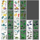 Surtido de tatuajes temporales brillantes de dinosaurios, coloridas pegatinas de tatuaje para niños con efecto de brillo en la oscuridad, paquete 1