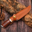 Survival Fickkniv 21,5 cm Blad av rostfritt stål Trähandtag Utomhus Jaktkniv Vikkniv med läderslida för naturen 3