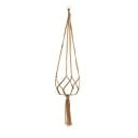 Suspension en coton pour pot de fleurs au style macramé Support noué pour plantes avec anneau en métal pour suspension et frange Couleur marron 1