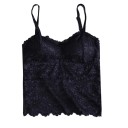 Sutiã bralette de renda para senhora com corpete alongado Alças ajustáveis Bainha canelada Poliéster e renda Tamanho único 2