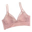 Sutiã bralette de renda sem aros com decote em V e rede transparente com faixa larga na parte inferior e alças finas 3