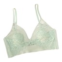 Sutiã bralette de renda sem aros com decote em V e rede transparente com faixa larga na parte inferior e alças finas 11