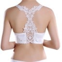 Sutiã bralette feminino com costas de renda Sem fecho Parte da frente franzida Em nylon Tamanho universal Para calções e jeans 3