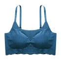 Sutiã de fitness sem costuras para senhora com almofadas removíveis Alças finas Base larga com borda ondulada Malha de nylon 4