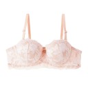 Sutiã de renda feminino com copas cheias e padrão delicado em elastano e poliamida, lingerie leve com alças para uso diário 4