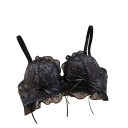 Sutiã de renda feminino com cordão decorativo e volantes em algodão leve lingerie com design delicado para uso diário 2