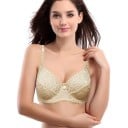 Sutiã de renda para mulher com laço Copos totalmente rendados com padrão floral Aresta ondulada Faixa inferior lisa Poliéster 13
