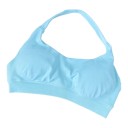 Sutiã desportivo feminino com alças atrás do pescoço e decote redondo com faixa larga em baixo em corte curto para yoga e fitness 25