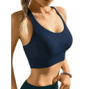 Sutiã desportivo feminino com alças cruzadas e faixa inferior larga em nylon sem aros para uso diário e atividades leves 5