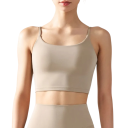 Sutiã desportivo feminino com alças finas e frente moldada em nylon spandex para fitness, corrida, exercício e treino 12
