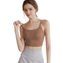 Sutiã desportivo feminino com alças finas e frente moldada em nylon spandex para fitness, corrida, exercício e treino 3