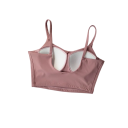 Sutiã desportivo feminino com alças finas e frente moldada em nylon spandex para fitness, corrida, exercício e treino 10