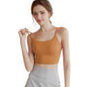 Sutiã desportivo feminino com alças finas e frente moldada em nylon spandex para fitness, corrida, exercício e treino 16