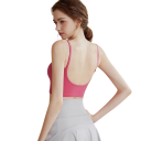 Sutiã desportivo feminino com alças finas e frente moldada em nylon spandex para fitness, corrida, exercício e treino 17