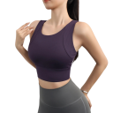 Sutiã desportivo feminino com corte racerback e alças largas em nylon para fitness, corrida, exercício e uso diário 1