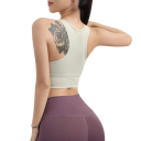 Sutiã desportivo feminino com corte racerback e alças largas em nylon para fitness, corrida, exercício e uso diário 9