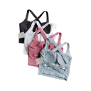 Sutiã desportivo feminino com costas cruzadas sem fecho em nylon para exercício fitness corrida e treino 10