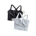Sutiã desportivo feminino com costas cruzadas sem fecho em nylon para exercício fitness corrida e treino 11