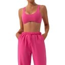 Sutiã desportivo feminino com decote redondo profundo e costas recortadas com alças largas e superfície lisa para yoga e fitness 6