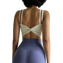 Sutiã desportivo feminino com detalhe franzido na parte da frente e alças finas em nylon para fitness, corrida, exercício e treino 8
