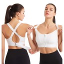 Sutiã desportivo feminino com fecho à frente e alças cruzadas nas costas com faixa ajustável para corrida, fitness e ioga 15