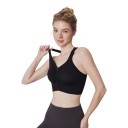 Sutiã desportivo feminino com fecho à frente e costas em Y com recorte e alças largas com elástico na parte inferior para corrida 4