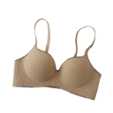 Sutiã feminino com alças finas design riscado material elástico poliéster acetato confortável para uso diário 4