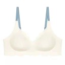 Sutiã feminino com copas lisas e bainha ondulada em nylon elastano sem aros com alças finas para uso diário 2