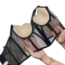 Sutiã feminino com design de rede transparente e corte alongado em poliéster e nylon, lingerie leve para uso diário 6