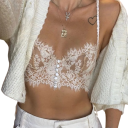 Sutiã feminino com detalhe em renda sem aros, copas moldadas, elastano, nylon, confortável para uso diário 4