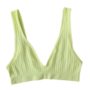 Sutiã feminino sem fecho com padrão canelado em elastano e nylon, material elástico para um uso confortável e leve suporte 11