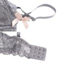 Sutien balconette din dantelă pentru femei cu cupe modelate și fundițe decorative cu model floral și bretele ajustabile 11