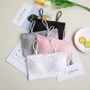 Sutien bralette din bumbac pentru femei pentru vară cu bretele subțiri și pernuțe Structură în dungi Mărime universală pentru bust de 60 5