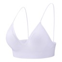 Sutien bralette pentru femei cu cupe triunghiulare și decolteu adânc în V, cu bretele subțiri, spate jos și margine inferioară lată 12