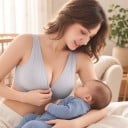 Sutien de alăptare cu închidere prin capse și față înfășurată cu decolteu în V cu dungi verticale și bretele late 2
