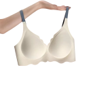 Sutien pentru femei cu cupe netede și margine ondulată din nylon elastan fără sârmă cu bretele subțiri pentru purtare zilnică 5